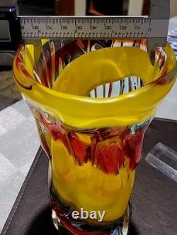 Glass Vase. Japanese Iwatsu Hineri Multicolored Glass Vase. Rare Find. Good