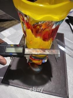 Glass Vase. Japanese Iwatsu Hineri Multicolored Glass Vase. Rare Find. Good