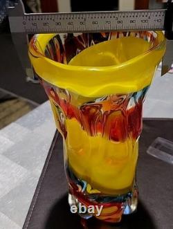 Glass Vase. Japanese Iwatsu Hineri Multicolored Glass Vase. Rare Find. Good