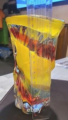 Glass Vase. Japanese Iwatsu Hineri Multicolored Glass Vase. Rare Find. Good
