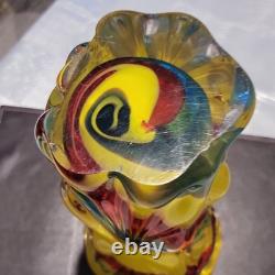 Glass Vase. Japanese Iwatsu Hineri Multicolored Glass Vase. Rare Find. Good