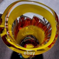 Glass Vase. Japanese Iwatsu Hineri Multicolored Glass Vase. Rare Find. Good