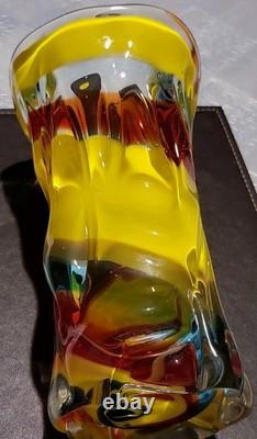 Glass Vase. Japanese Iwatsu Hineri Multicolored Glass Vase. Rare Find. Good