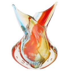 GlassOfVenice Murano Art Glass Sommerso Leaves Vase Venetian Sunrise