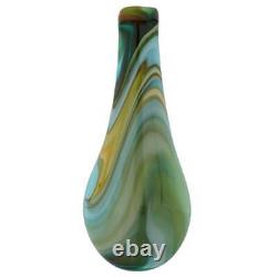 GlassOfVenice Murano Art Glass Vase Green Brown Blue