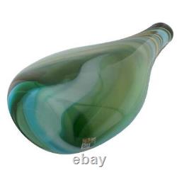 GlassOfVenice Murano Art Glass Vase Green Brown Blue