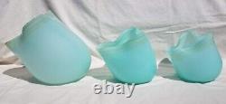 Global Views 3 Opalescent Sea Green Art Glass Hand Blown Candle Flower Vases