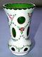 Gorgeous Antique Czechoslovakia Moser Cut White To Green Art Glass Vase