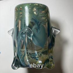 Gorgeous Art Glass Vase Hand Blown Heart and Vine Vintage 1981 Signed
