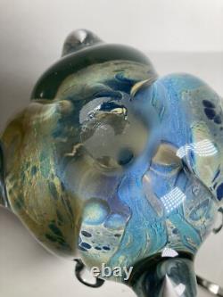 Gorgeous Art Glass Vase Hand Blown Heart and Vine Vintage 1981 Signed