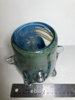 Gorgeous Art Glass Vase Hand Blown Heart and Vine Vintage 1981 Signed