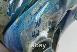 Gorgeous Art Glass Vase Hand Blown Heart and Vine Vintage 1981 Signed