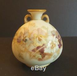 Gorgeous Mt. Washington Crown Milano Art Glass Vase, Pansy Design, Mint