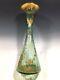 Gorgeous! Vintage Moser Green Art Glass Vase Gilt Enamel 11 1/2h