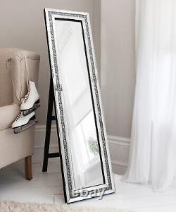 Grandiosity Silver Crystal Glass Cheval Freestanding Dressing Mirror 150 x 40cm
