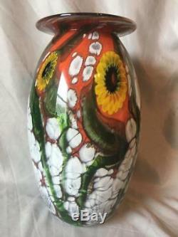 Great 10 Robert Eickholt Sunflower Studio Art Glass Vase Nice