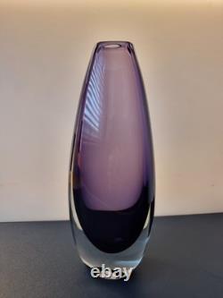 Gunnar Nylund Strombergshyttan B894 Purple Sommerso Glass Vase 26cm Signed