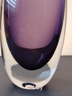Gunnar Nylund Strombergshyttan B894 Purple Sommerso Glass Vase 26cm Signed