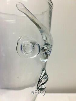 HTF Mid Century Modern Blenko Clear Art Glass Face Vase. MCM