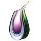 Hand Blown 9.5 Multicolor Sommerso Teardrop Art Glass Vase With Angled Lip