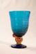 Hand Blown Art Glass Goblet Turquoise Murano Style Twisted Amber Stem Venetian