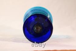 Hand Blown Art Glass Goblet Turquoise Murano Style Twisted Amber Stem Venetian