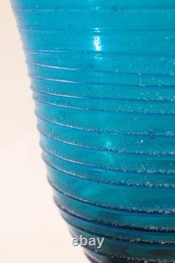 Hand Blown Art Glass Goblet Turquoise Murano Style Twisted Amber Stem Venetian