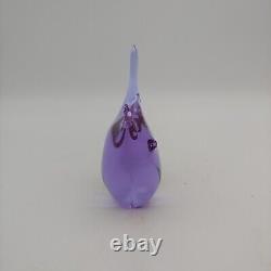 Hand Blown Art Glass Neodymium Cat Figurine 3 Purple Blue Alexandrite Sweden