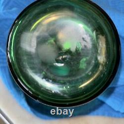 Hand Blown Glass Vase Emerald Green with Coil Spiral. 6 Mint Condition Blinko