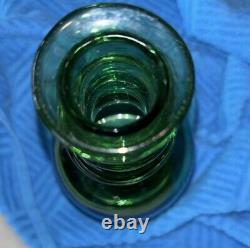Hand Blown Glass Vase Emerald Green with Coil Spiral. 6 Mint Condition Blinko