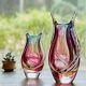 Hand Blown Sommerso Art Glass Teardrop Vase 10.5 Tall