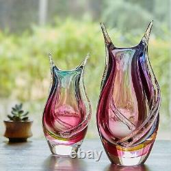 Hand Blown Sommerso Art Glass Teardrop Vase 10.5 tall
