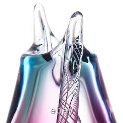 Hand Blown Sommerso Art Glass Teardrop Vase 10.5 tall