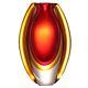 Hand Blown Sommerso Oval Art Glass Vase Red 10 Inch Tall