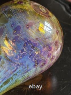 Hand Blown Studio Glass Vase Scandinavian Style Amber Swirl