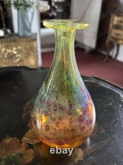 Hand Blown Studio Glass Vase Scandinavian Style Amber Swirl