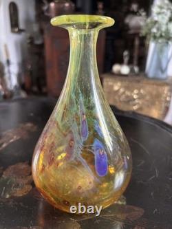 Hand Blown Studio Glass Vase Scandinavian Style Amber Swirl