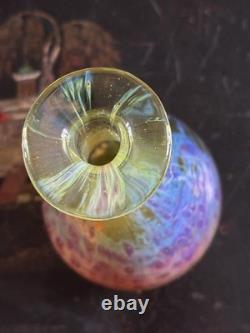 Hand Blown Studio Glass Vase Scandinavian Style Amber Swirl