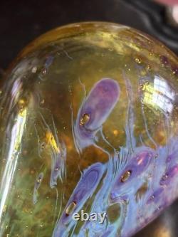 Hand Blown Studio Glass Vase Scandinavian Style Amber Swirl