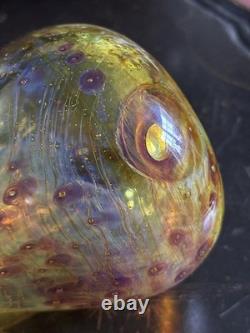 Hand Blown Studio Glass Vase Scandinavian Style Amber Swirl