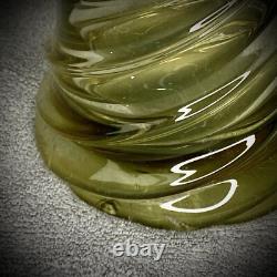 Hand Blown Swirl Vase 14 Art Glass Maple Leaf Blue To Yellow Gradient