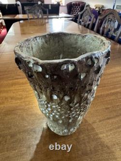 Hand Made Textured Glass Vase by Viv Robertson Out of Gweall Teag Cornwall 24cm