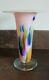 Hand-blown Contemporary Art Glass Pink And Multi-coloured Trumpet Vase