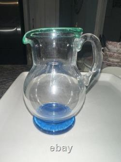 Hand-blown studio art glass jug by British glass artist Helen Millard in 1996
