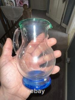 Hand-blown studio art glass jug by British glass artist Helen Millard in 1996