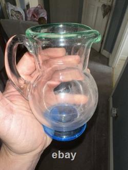 Hand-blown studio art glass jug by British glass artist Helen Millard in 1996