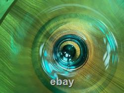 Handblown Handcrafted Cased Art Glass Vase Heavy++ Turquoise Teal 35cm 14 tall