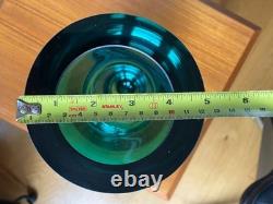 Handblown Handcrafted Cased Art Glass Vase Heavy++ Turquoise Teal 35cm 14 tall