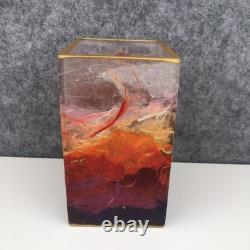 Handcrafted Art Glass Textured Glassware Vase Sunset Sunrise Design Abstract Art