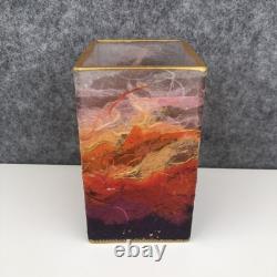 Handcrafted Art Glass Textured Glassware Vase Sunset Sunrise Design Abstract Art
